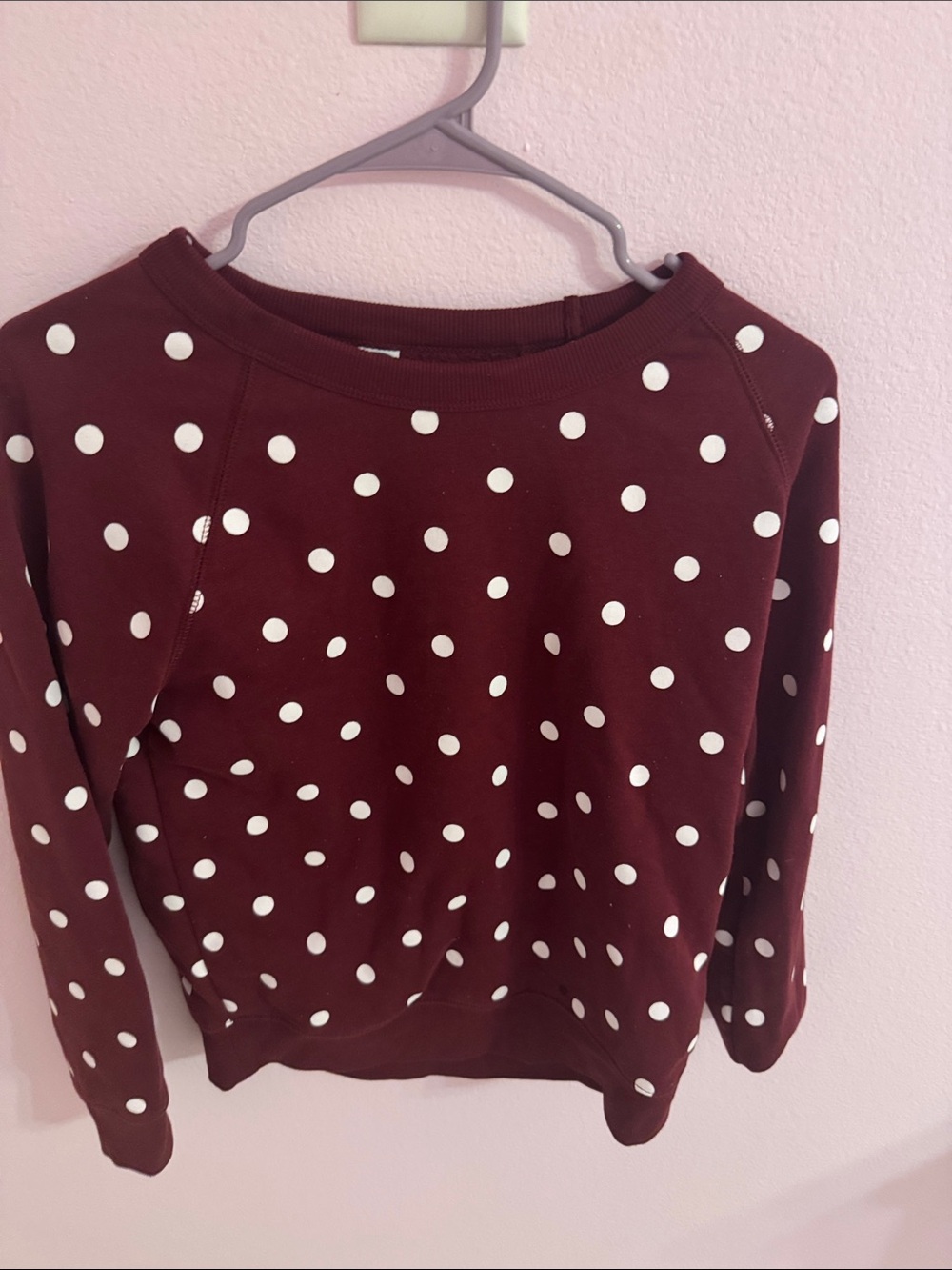 Old Navy Burgundy Polka Dot Crewneck Sweater